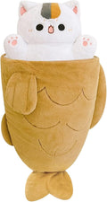 Ditucu 32 in Taiyaki Cat Plush Pillow Giant Kitten Inside Fish - Cozy