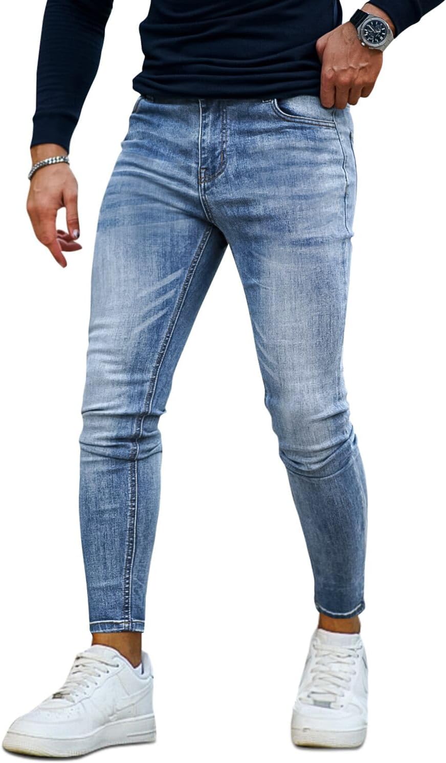 GINGTTO Men's Ripped Jeans Slim Fit for Ultimate Comfort