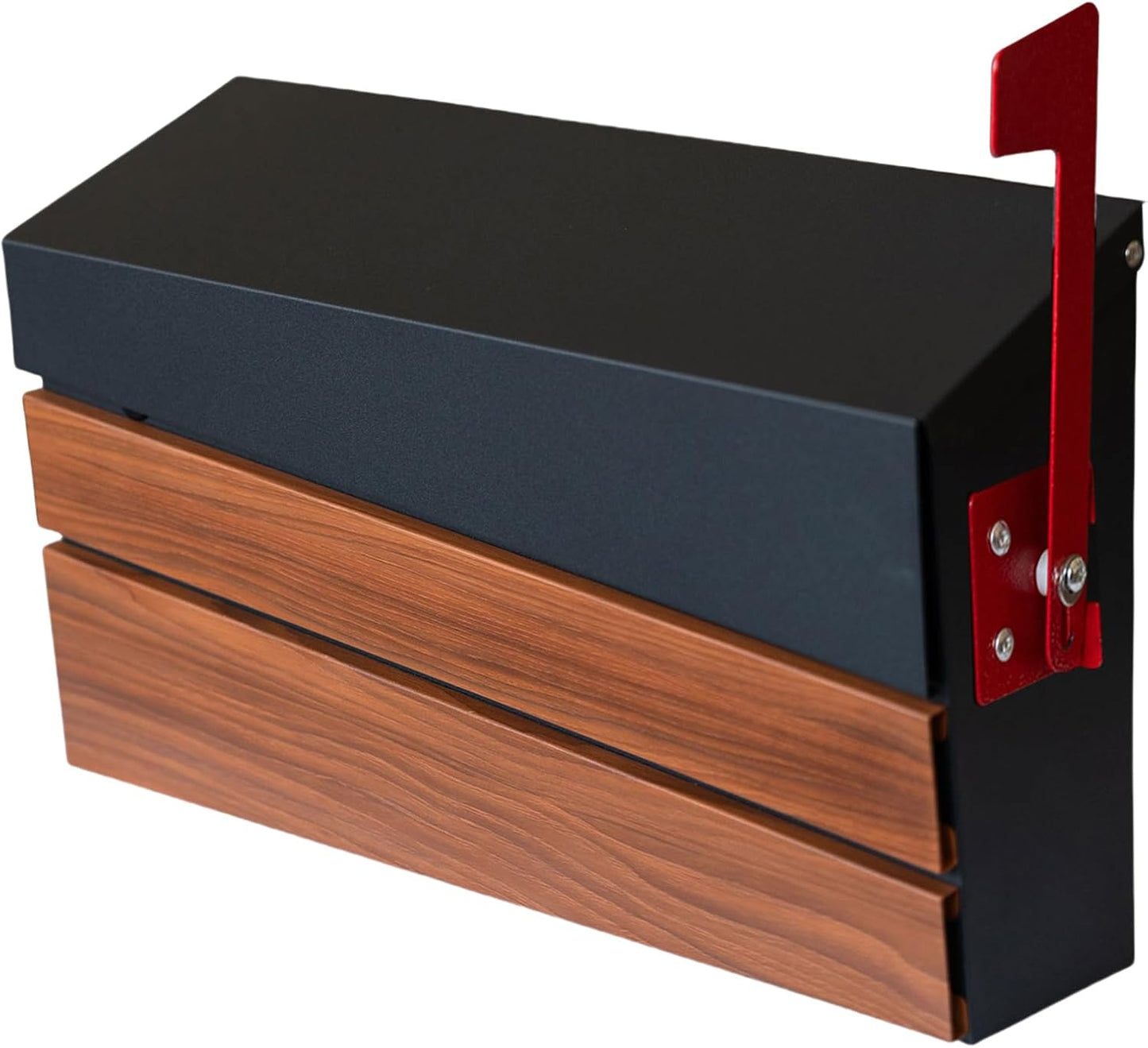 Morden Wall Mount Mailbox with Walnut Wood Panel for House