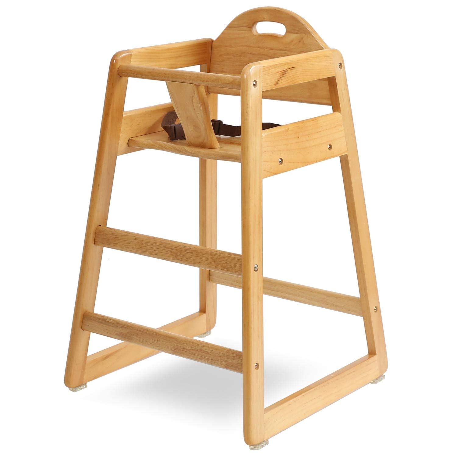 Commercial Grade Stackable High Chair - Durable Wood for Home & Restaurant - Natural
