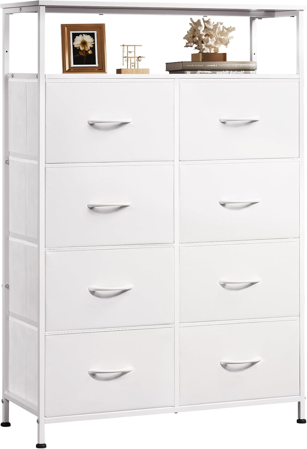 WLIVE Tall Fabric Storage Dresser - 8 Drawer Chest for Home