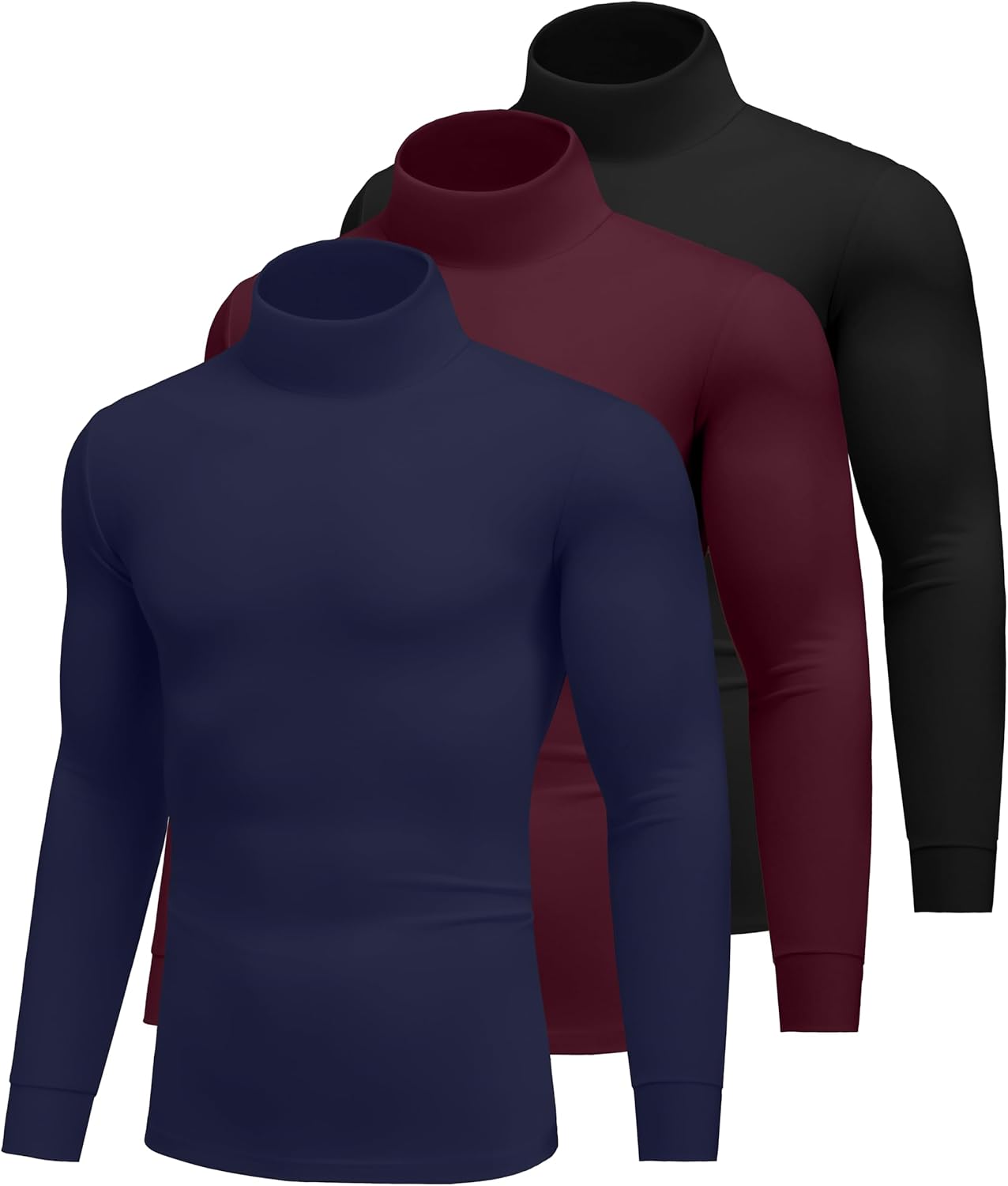 Ekouaer Long Sleeve Turtleneck Shirts for Men - 3 Pack Set