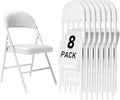 8 Pack White Folding Chairs with Padded Cushion and Back - Comfortable