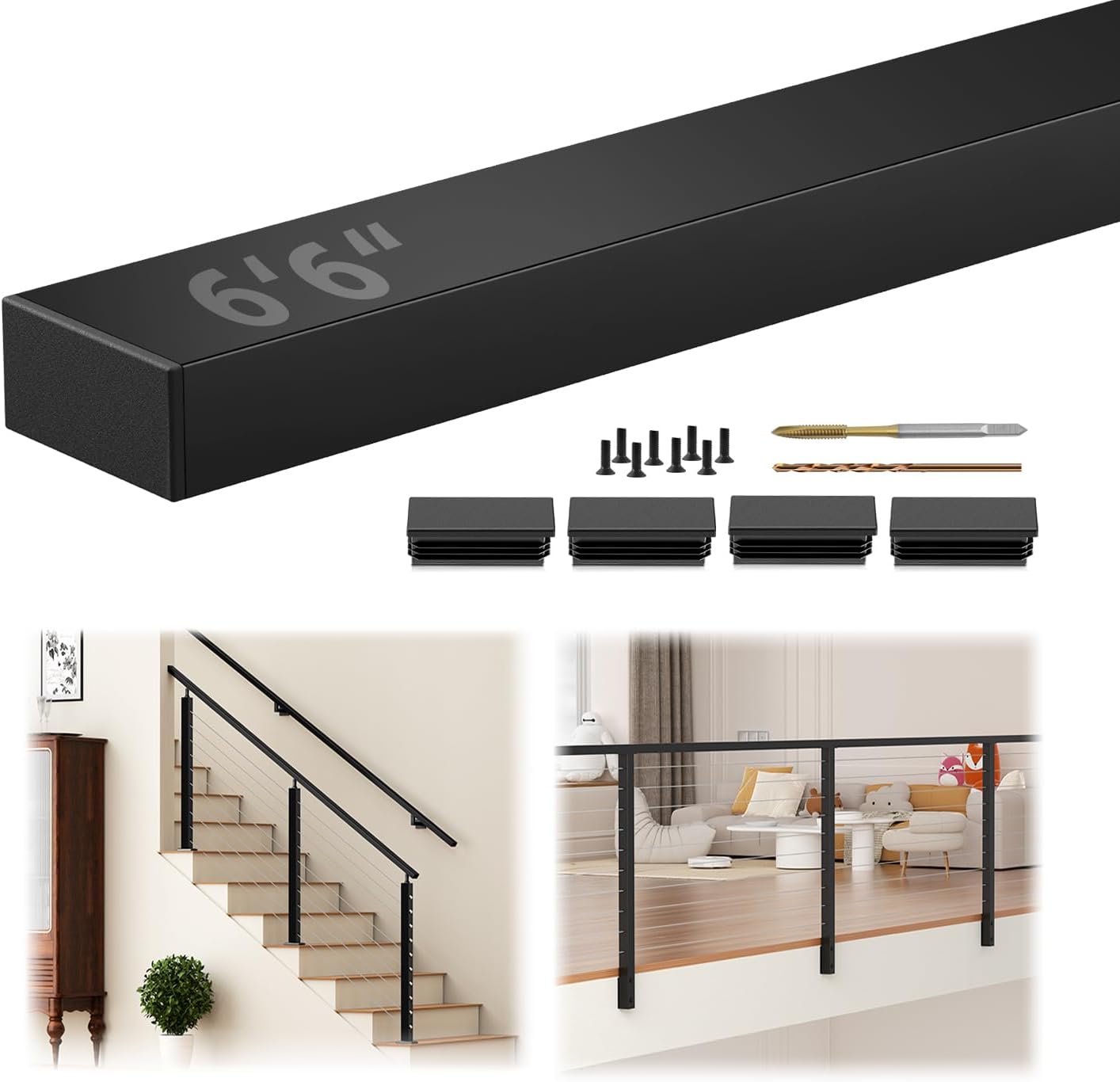 6ft 6in Stainless Steel T304 Handrail for Indoor Outdoor Use