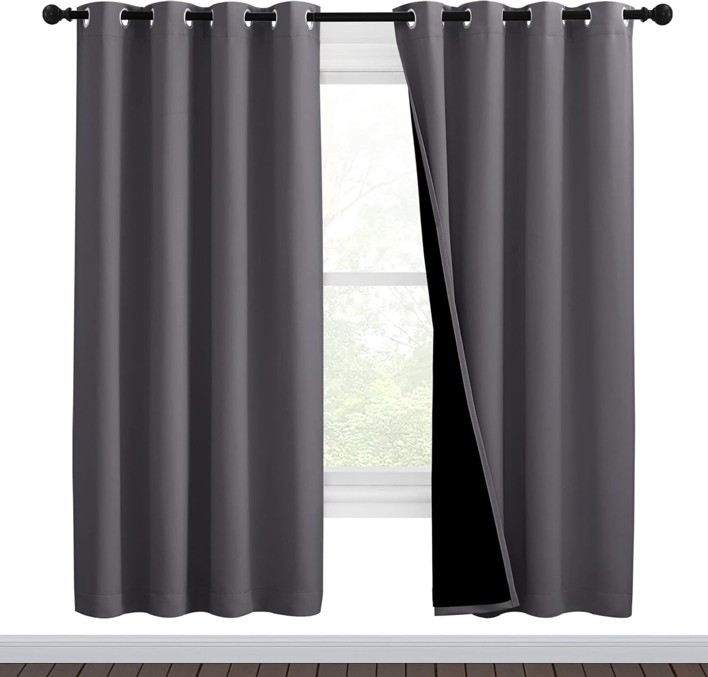 NICETOWN Grey Full Shade Curtain Panels for Energy Efficiency