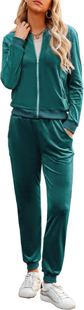 Velour Tracksuit Full Zip Jogger Set - Cozy, Stylish Loungewear