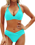 Women Two Piece Push Up Bikini Set Halter Swimsuit - Flattering Fit