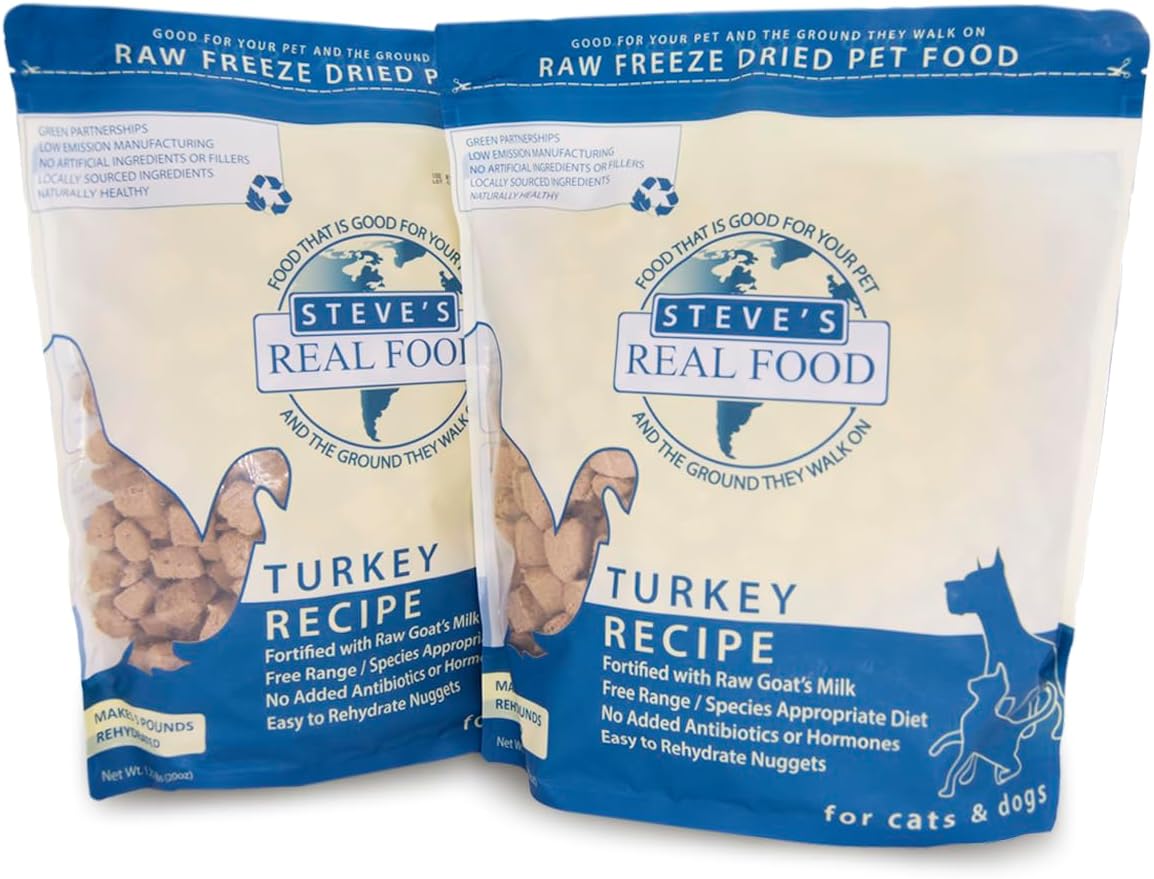 Steve's Real Food Freeze-Dried Raw Turkey Diet for Pets, 2-Pack
