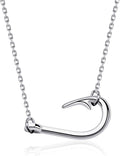 Fish Hook Necklace Fishing Hook Pendant Jewelry for Couple - Durable
