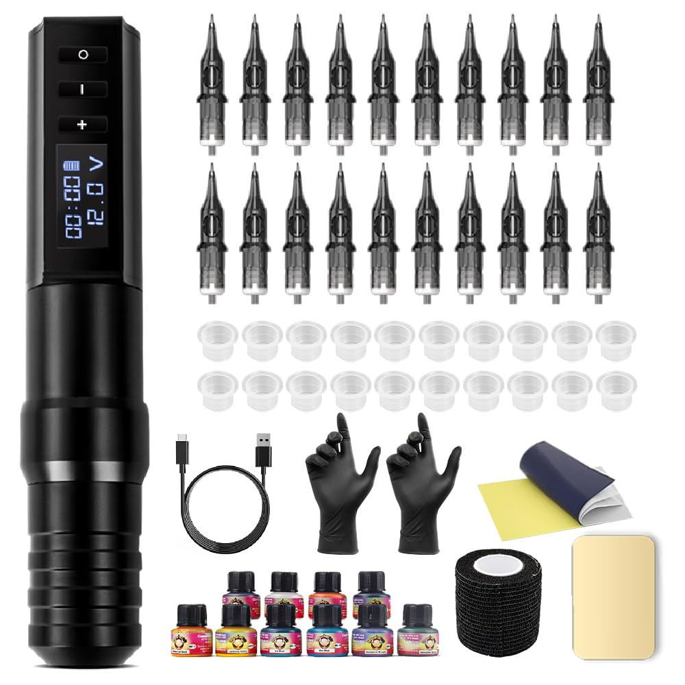 Complete Wireless Tattoo Gun Kit for Beginners - Kiss of Dragon
