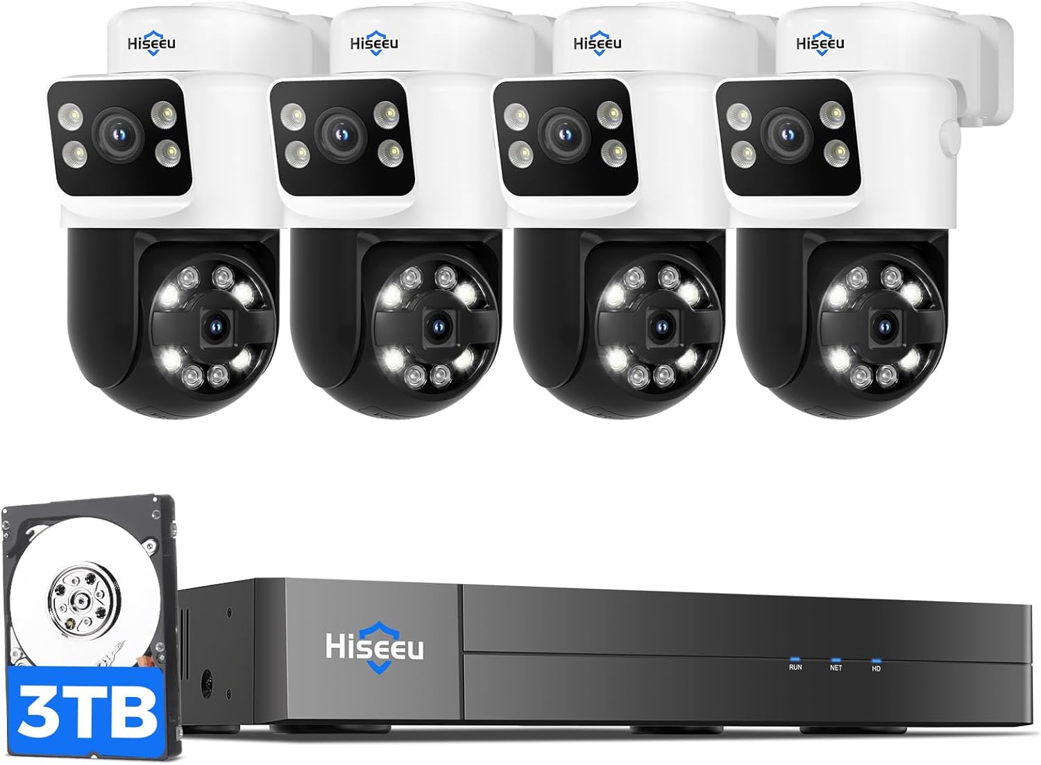 Hiseeu 4K PoE Security Camera System with Dual Lens Tracking