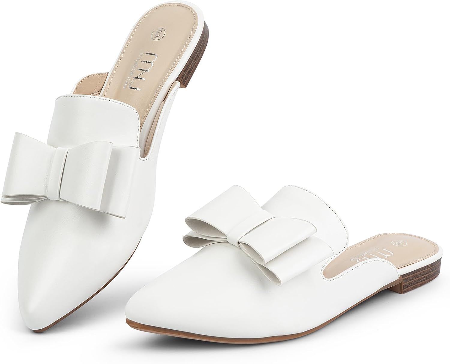 MUSSHOE Comfortable Pointed Toe Slip-On Mules for Women Flats