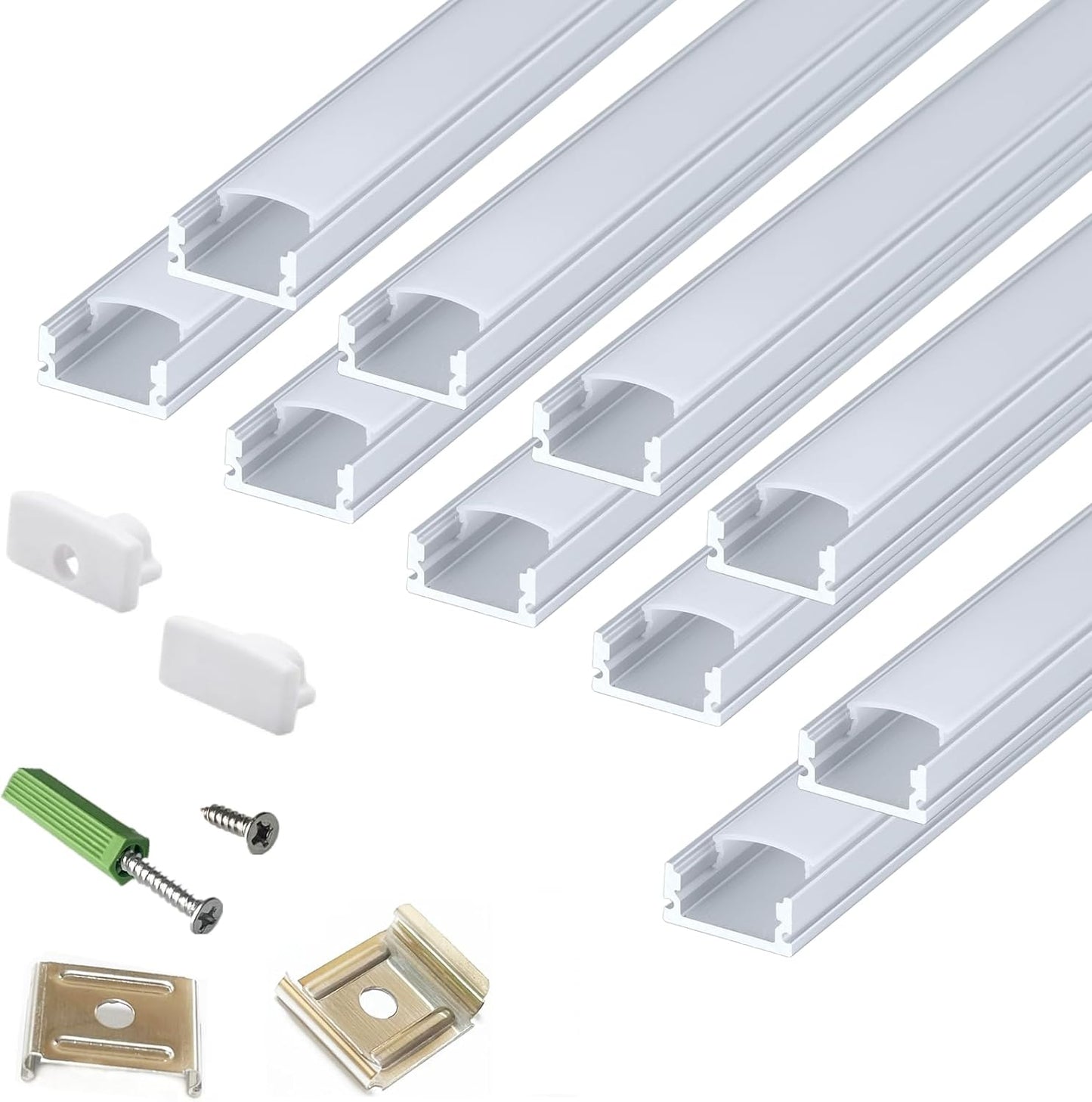 LED Strip U Channel Diffuser 10-Pack for Low Profile Lighting