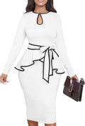 Women's Bodycon Vintage Peplum Dress for Work - Elegant Office Fit