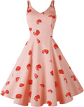 GOOBGS 1950s Retro Spaghetti Strap Swing Dress - Flattering Fit Shoes