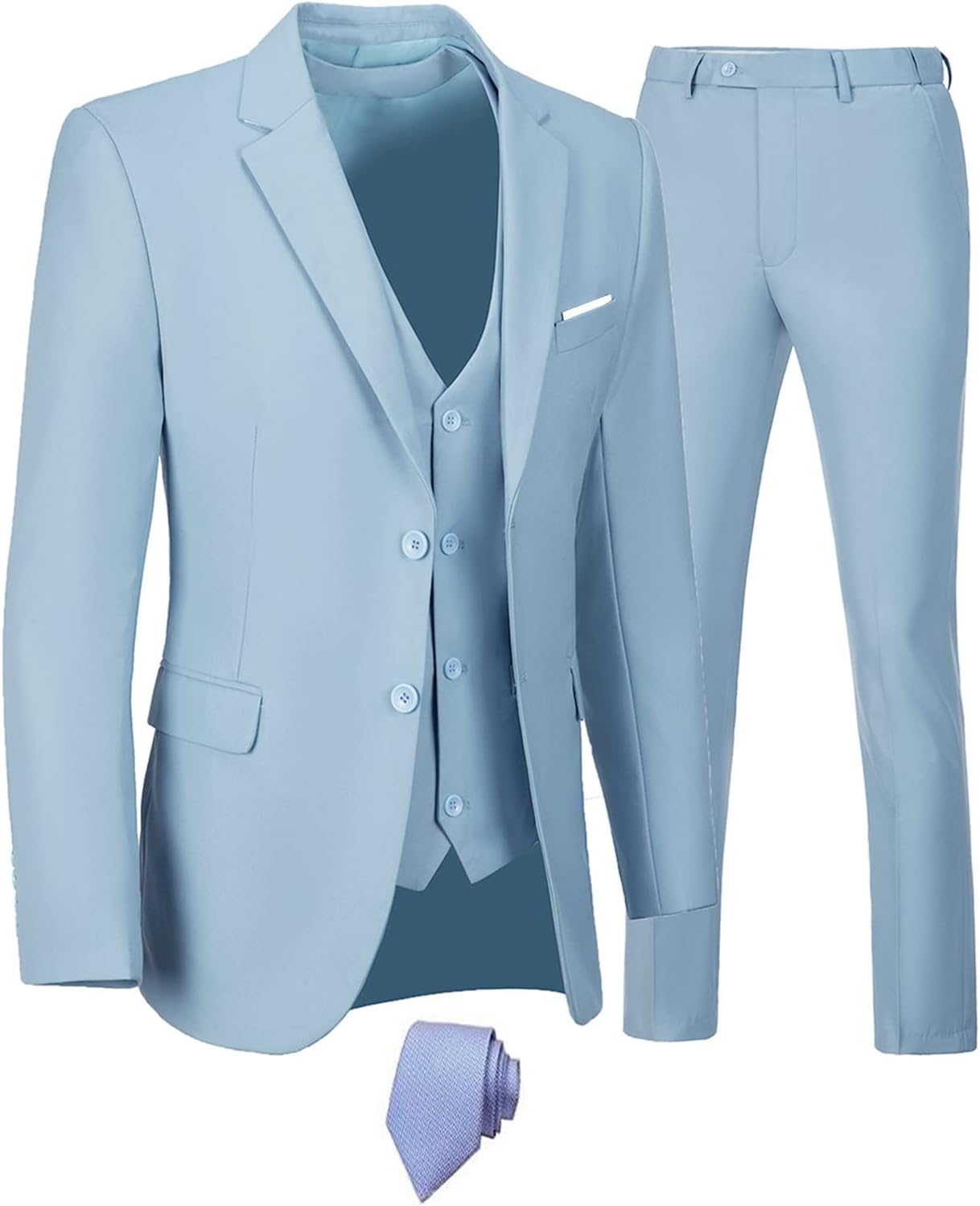 Furuyal Men's Slim Fit 3 Piece Suit Set for Weddings and Business