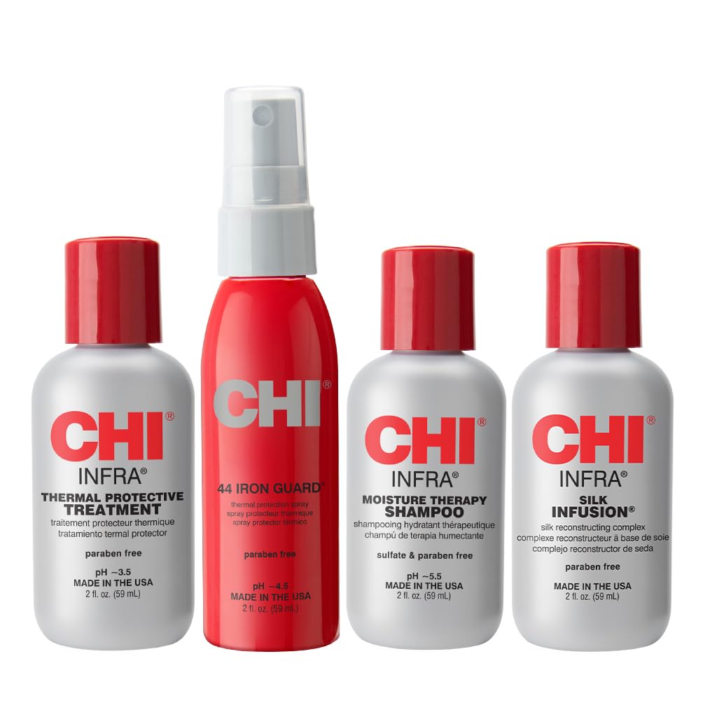 CHI Infra Essentials Kit: Shampoo, Iron Guard, Treatment & Silk