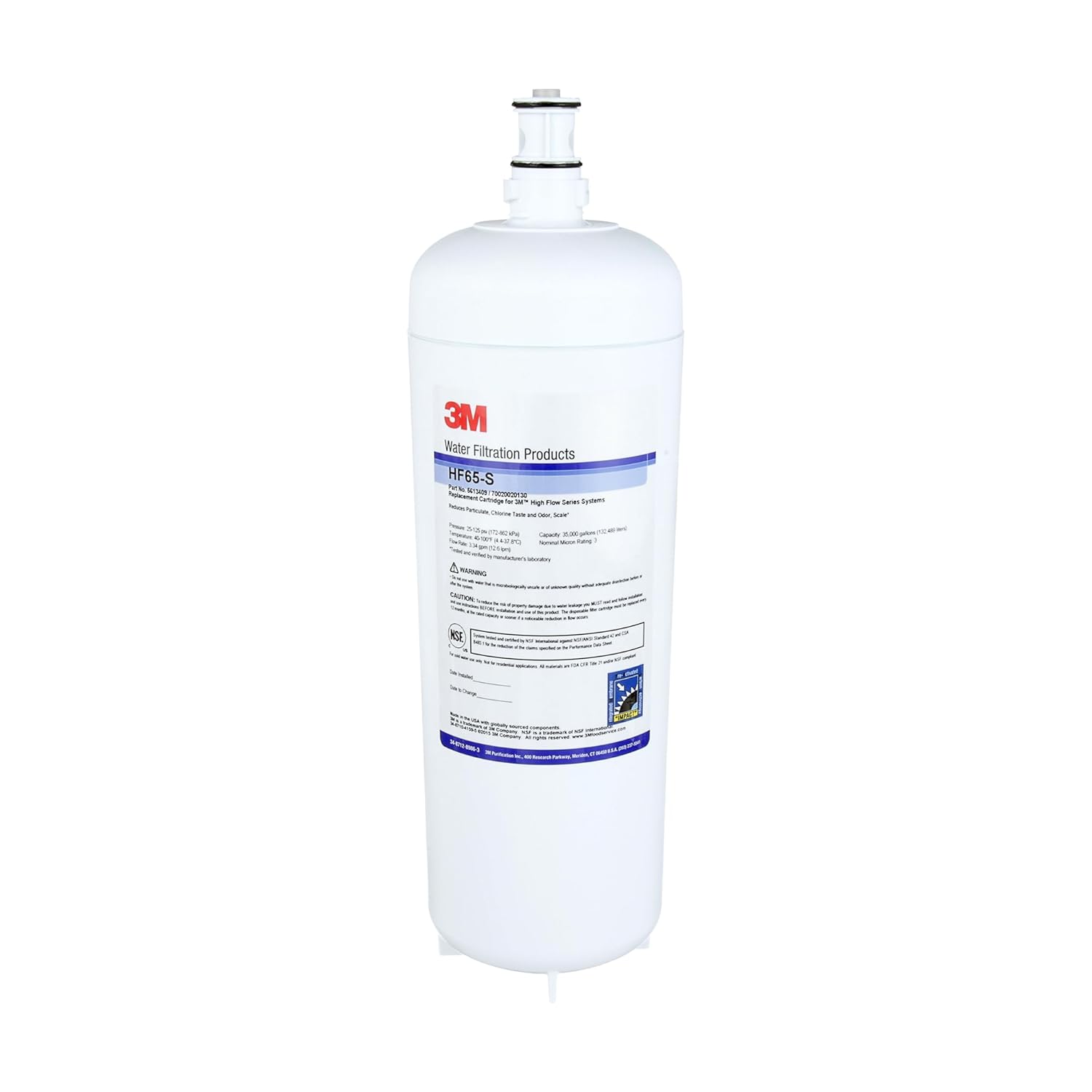 3M HF65-S Water Filtration Cartridge for Ice Machines and Coffee