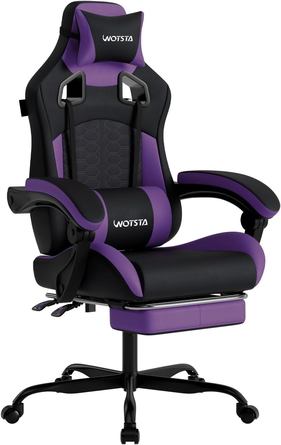 Gaming Chair with Massage and Footrest for Ultimate Comfort