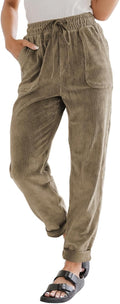 Corduroy Pants for Women Casual Drawstring High Waist - Comfy Straight