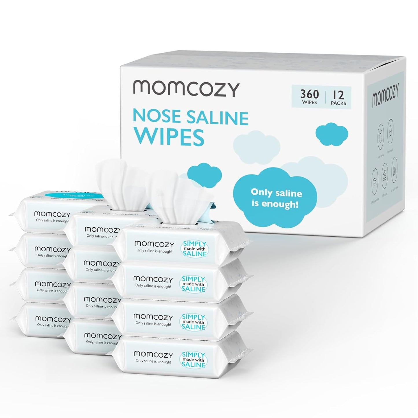 Natural Saline Baby Wipes for Sensitive Skin Cleansing 360 Count