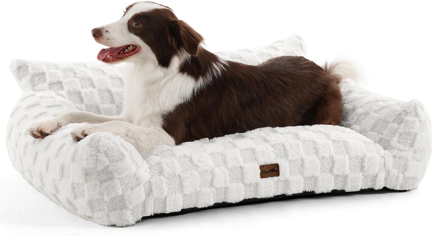 Comfortable Faux Fur Dog Couch Bed for Indoor Pets