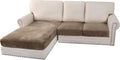 Velvet Stretch Sectional Couch Covers 3 Pieces - Mocha