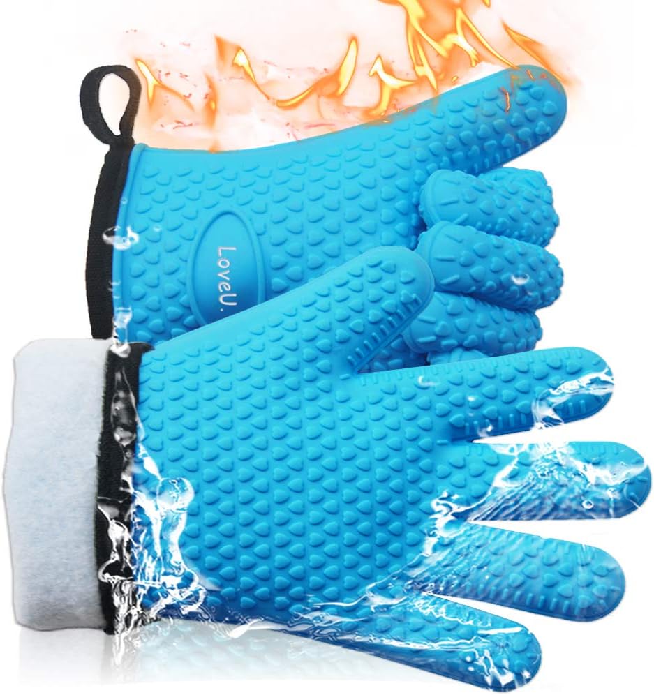 Loveuing Dual-Layer Heat Resistant Grilling Gloves