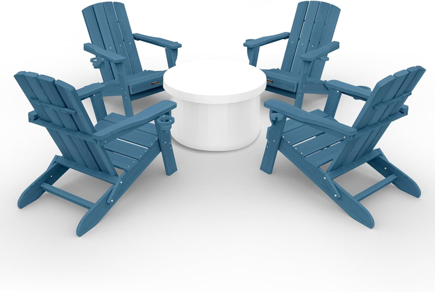 Folding Adirondack Chair 4 Pack with Cup Holders for Outdoors