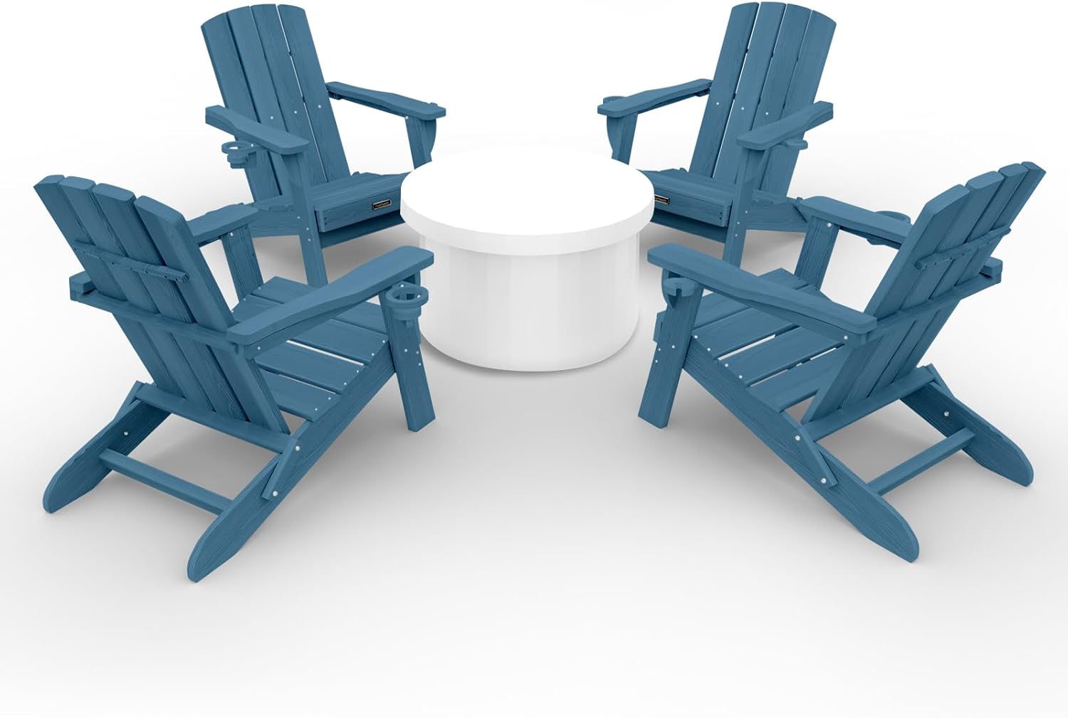 Folding Adirondack Chair 4 Pack with Cup Holders for Outdoors