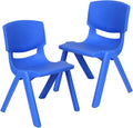 Blue Kids Chair Set of 2 20.5 in - Stackable Preschool Chairs