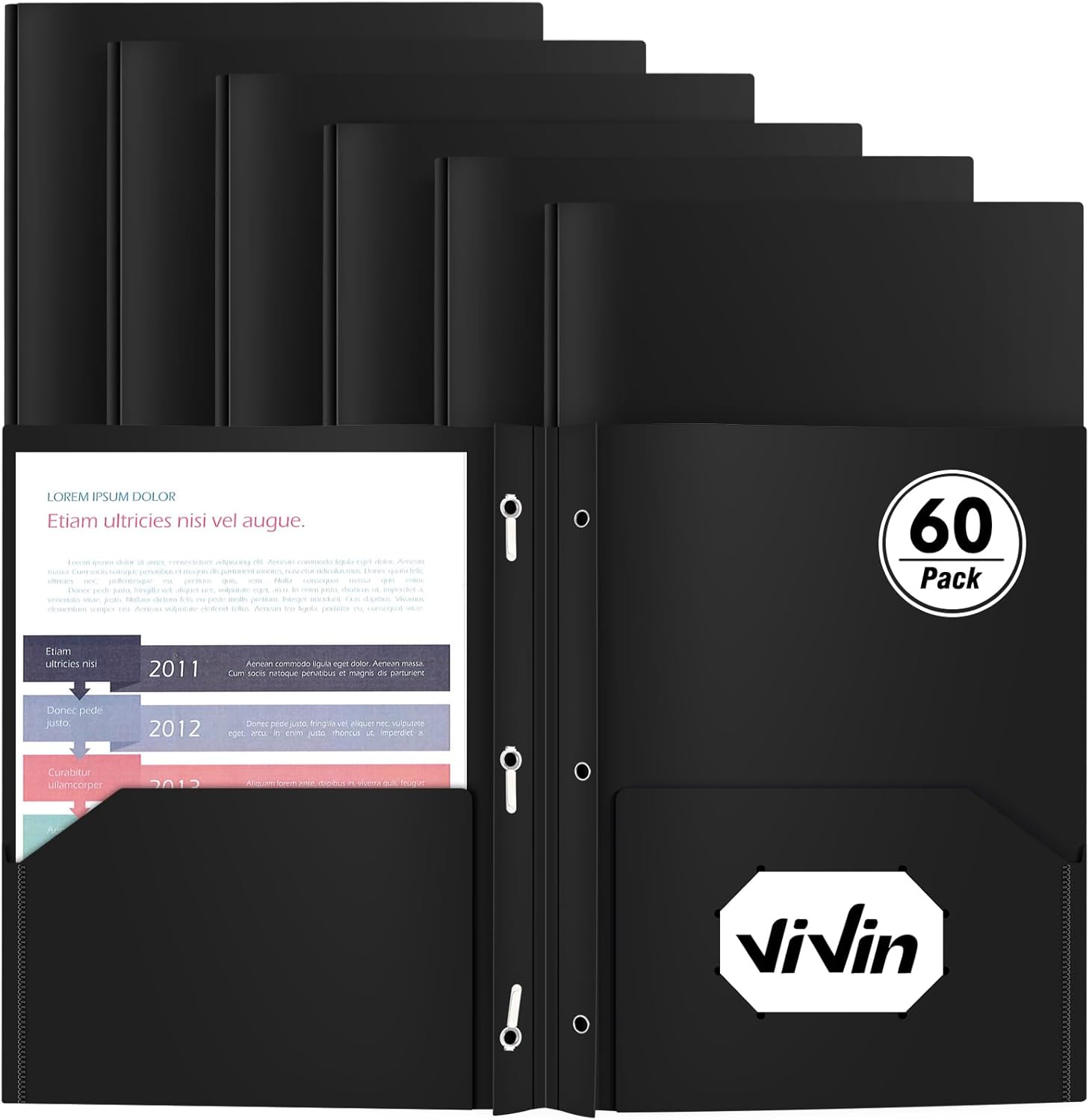 Heavy Duty Plastic Folder 60 Pack for Letter Size Documents