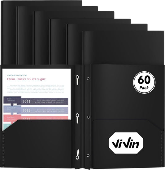 Heavy Duty Plastic Folder 60 Pack for Letter Size Documents