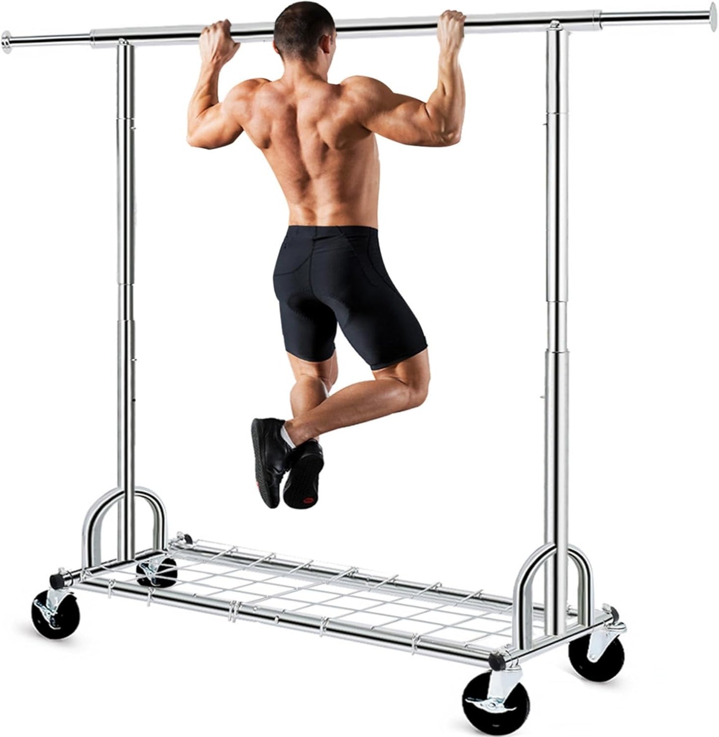 HOKEEPER Heavy Duty Rolling Clothes Rack with 525LBS Capacity
