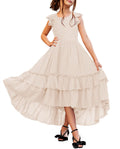 Girls Lace Boho Flower Girl Dress Ruffle Sleeve A-Line (Style HTQ7)