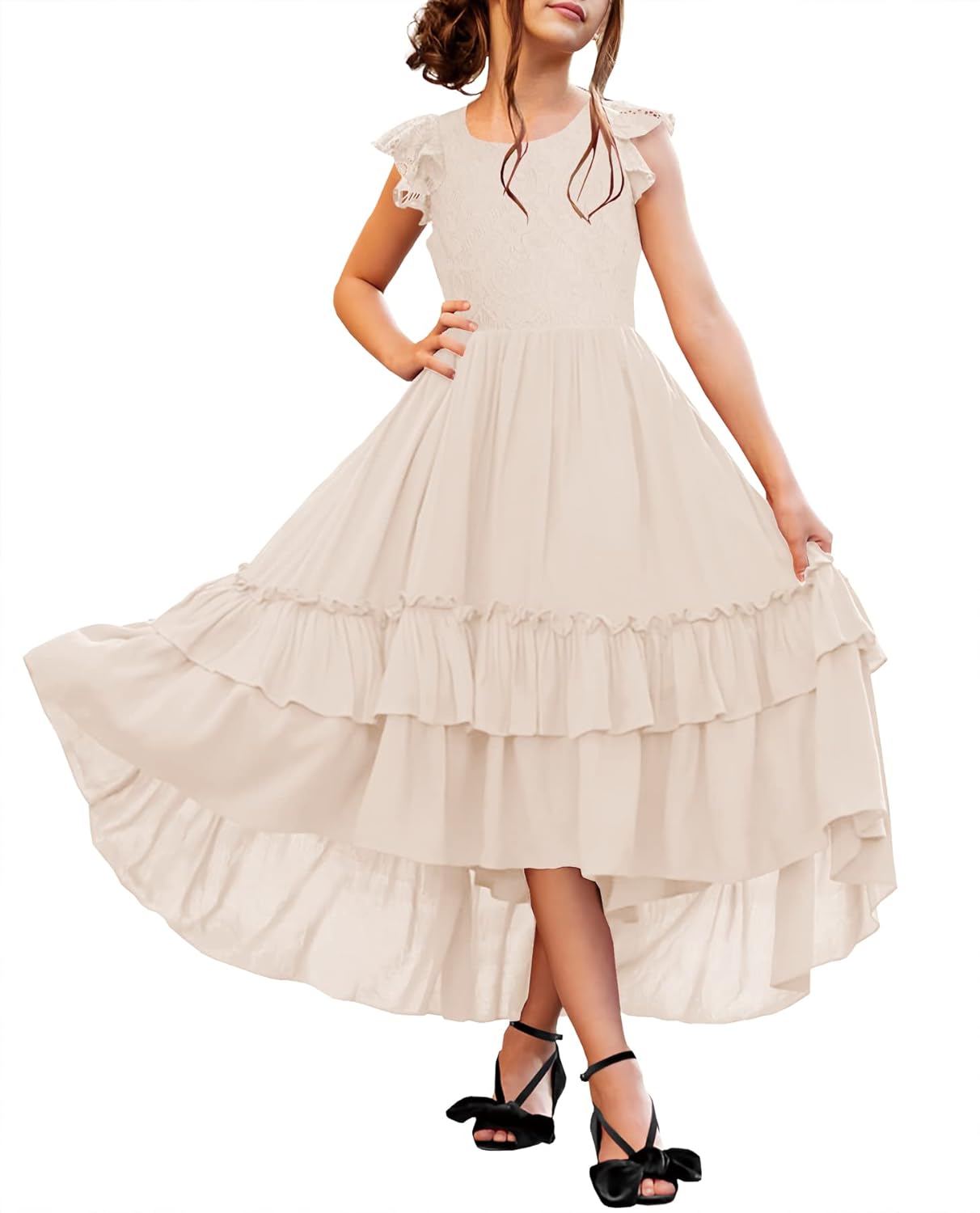 HOSIKA Girls Lace Boho Flower Girl Dress for Special Occasions