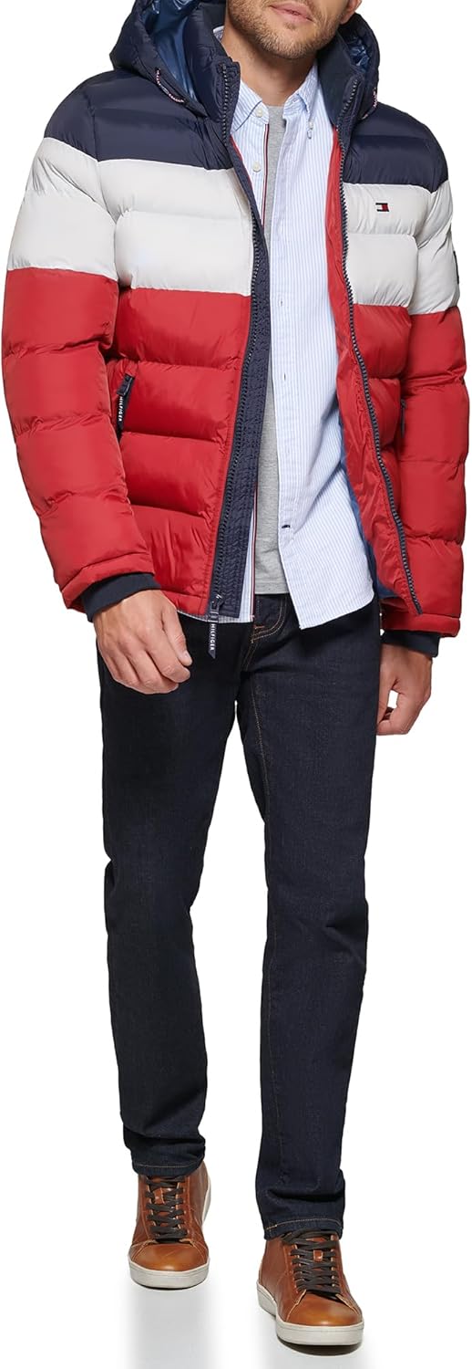 Tommy Hilfiger Men's Hooded Puffer Jacket for Cold Weather