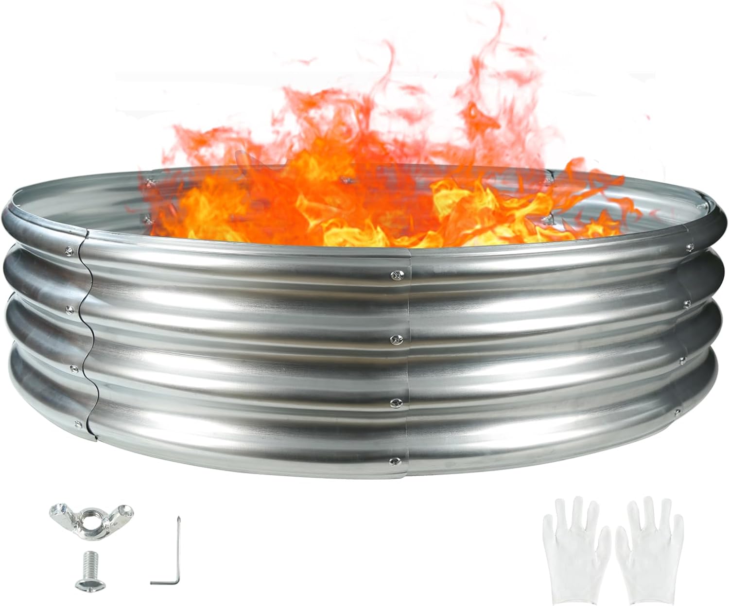 5FT Diameter Galvanized Steel Fire Pit for Backyard Bonfires