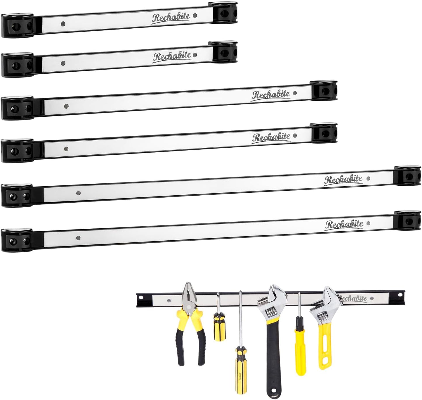 Magnetic Tool Holder Strip Set for Garage Organization and More