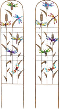 Dragonfly Metal Garden Trellis Set of 2 - Decorative 46in Plant