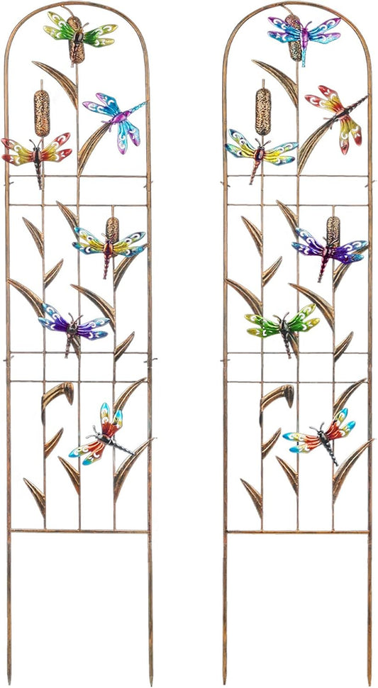 Dragonfly Metal Garden Trellis Set for Climbing Plants Decor
