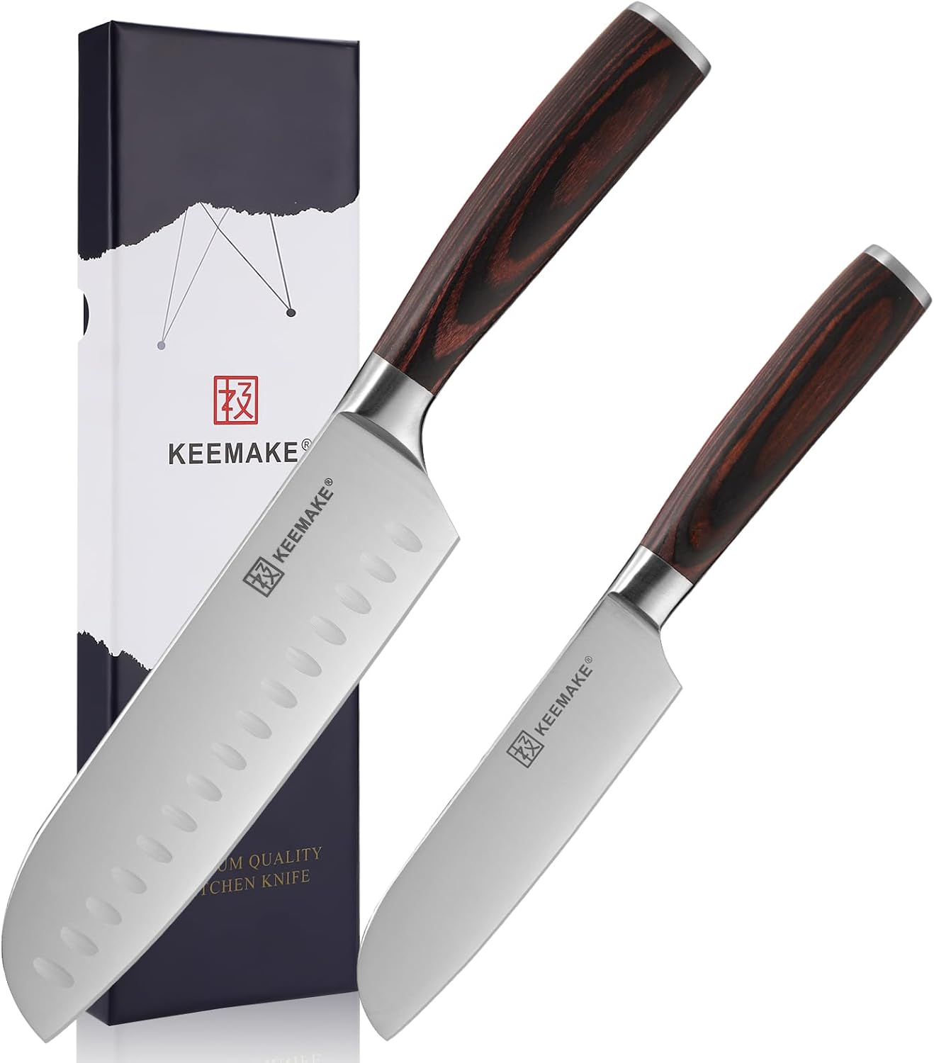 KEEMAKE Santoku Knife Set of 2pcs for Kitchen Mastery