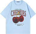 Oversized Graphic Tee Cherries Print Unisex Cotton T-Shirt - Casual
