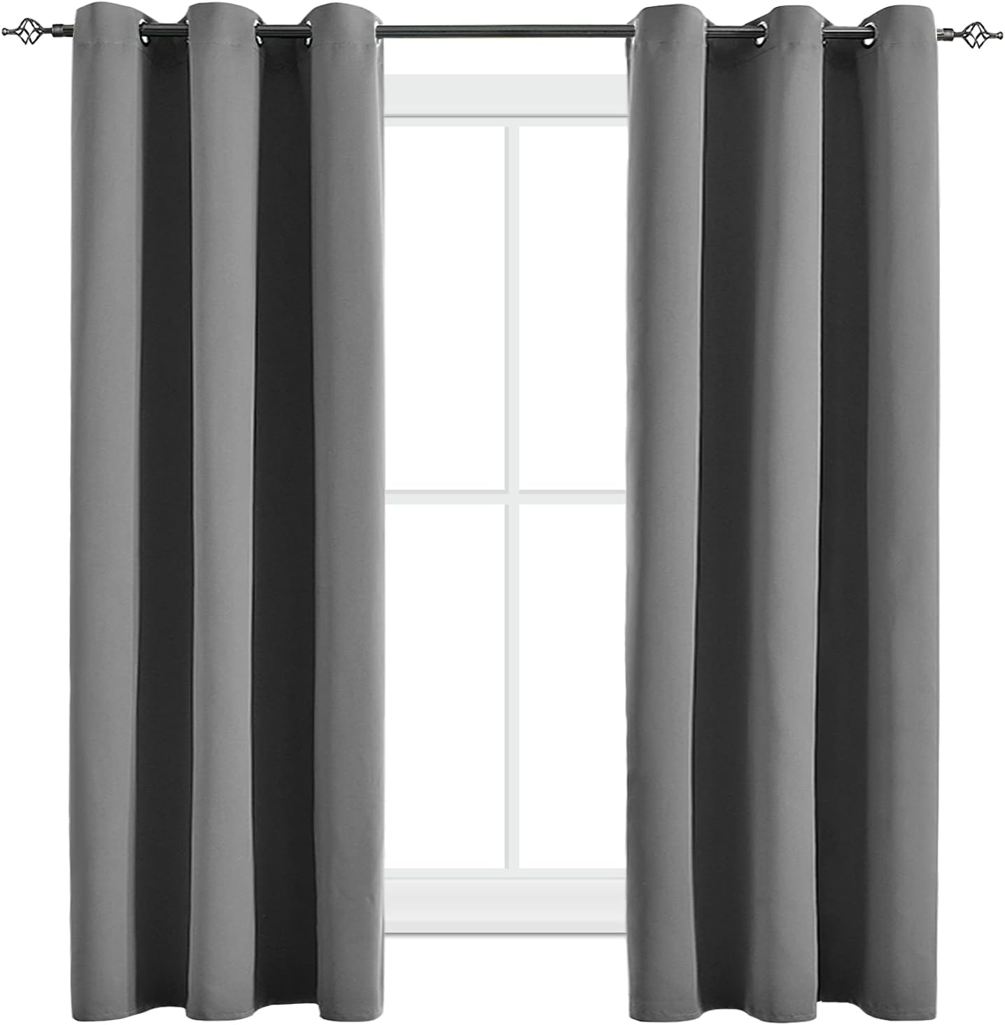 Room Darkening Thermal Curtains Set - Dark Gray