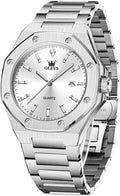 OLEVS Mens Watches Octagonal Luxury Stainless Steel Dress Watch