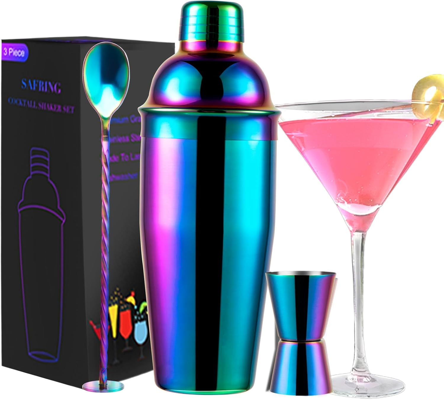Professional Rainbow Cocktail Shaker Set - Mix Drinks with Ease!