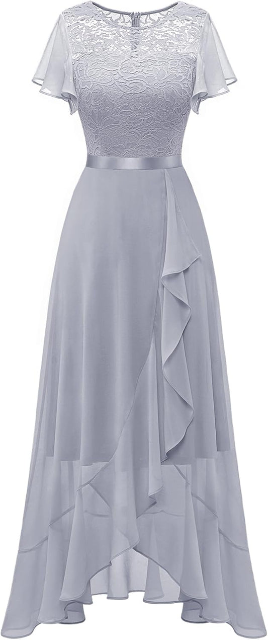 Elegant Lace Long Prom Dress for Women with Slit Design