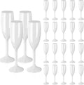 Plastic Champagne Flutes White Set of 24 - Shatterproof Reusable