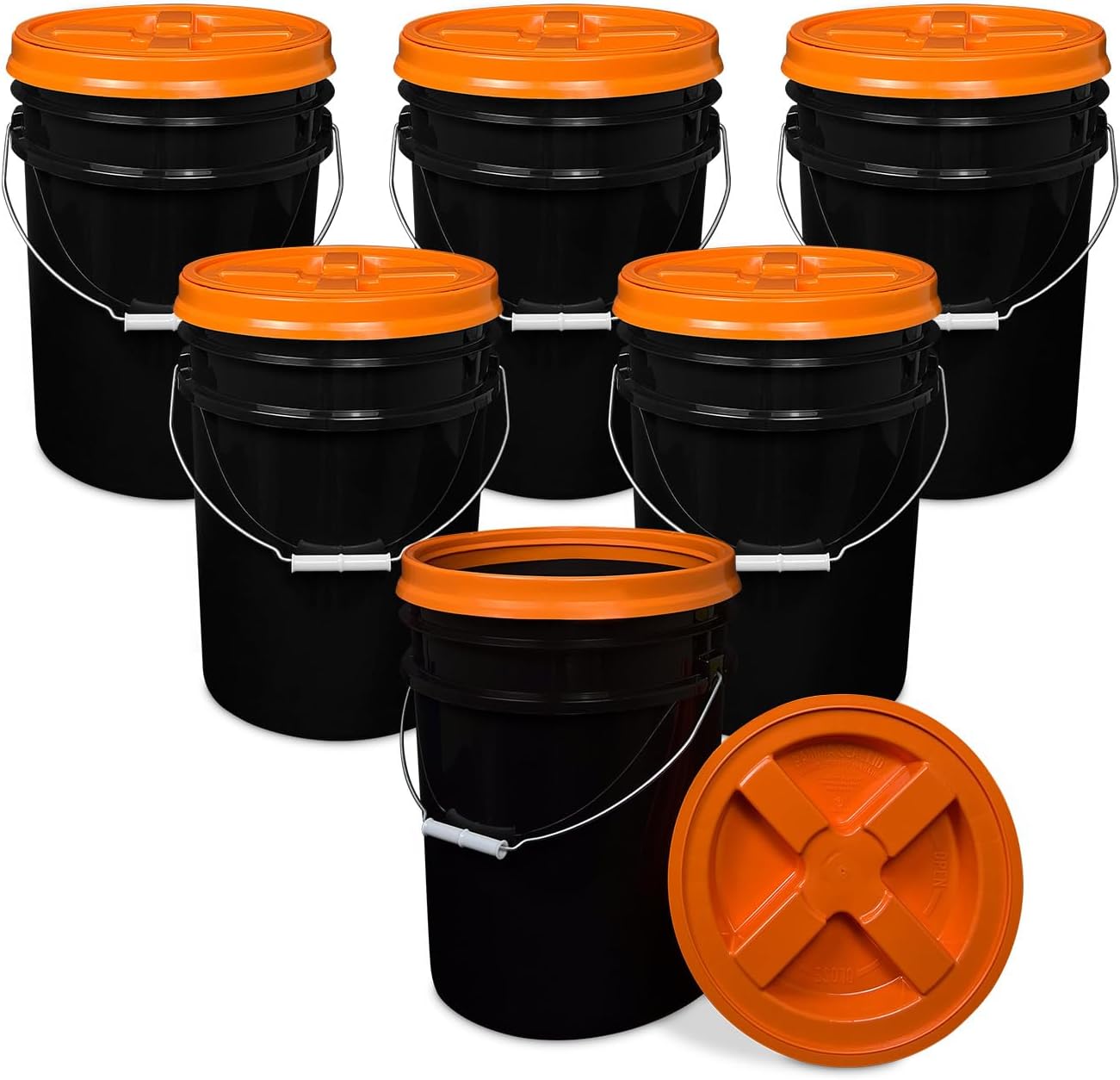 5 Gallon Black Bucket with Gamma Seal Lid for Food Storage