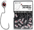 Fish Eye Swimbait Jig Heads - Rolling Weighted Hooks for Texas or Ned
